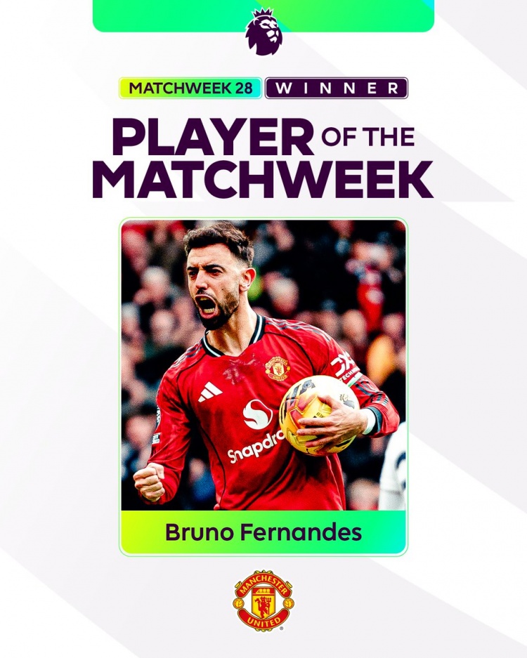 开云下载-传射建功!B费当选英超第28轮最佳球员,本赛季第四次获奖